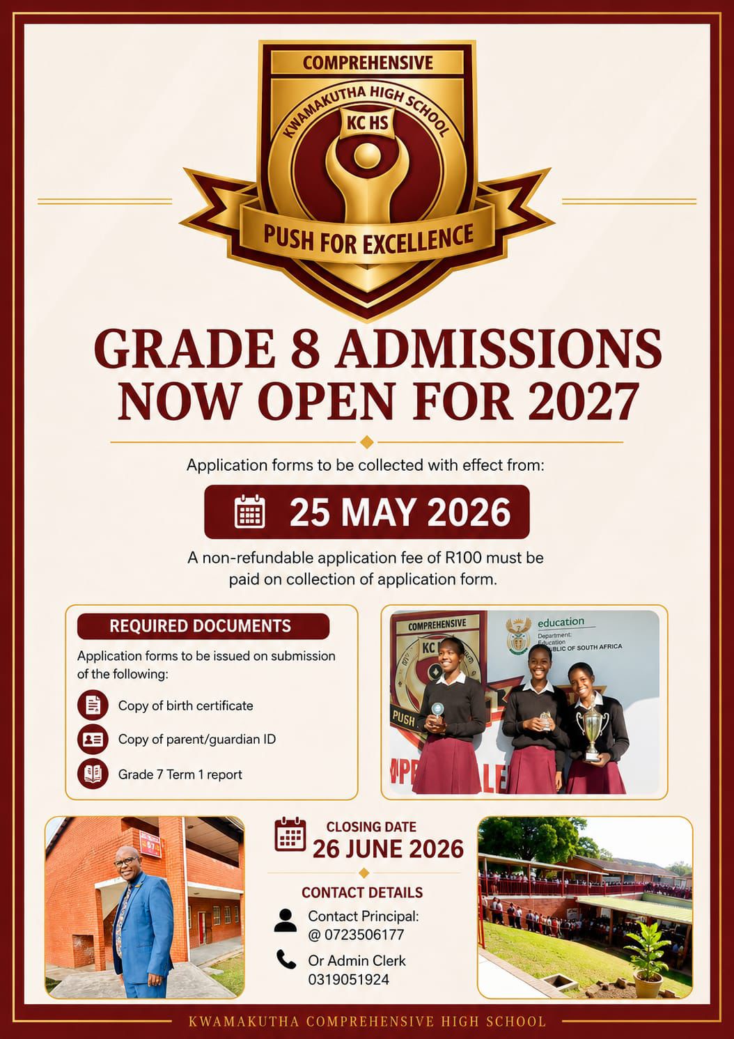 GRADE 8 ADMISSIONS NOW OPEN FOR 2027
